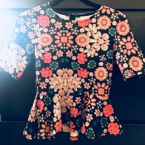 Floral, Black Background, XS H&M Peplum Shirt